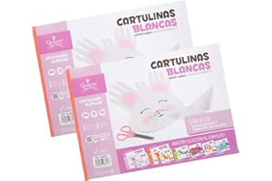 BLOC CARTULINAS BLANCAS QUIJOTE PAPER WORLD - Cartulinas tamaño A4, 20 Hojas, 160gr/m² para manualidades y scarpbooking - Pack 2 Uds