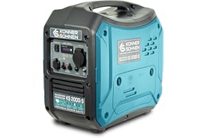 K&S KÖNNER&SÖHNEN Könner&Söhnen KS 2000i S Inverter Generator, Inverter 2000W,generator petrol silent with UK Plug Socket 1 x 13A (230 V), 2 USB Ports, Copper Wound, portable Inverter petrol generator