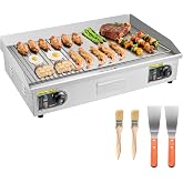 VEVOR Electric Griddle 4400 W 725 x 400 mm, Temperature Control 50 to 300 &deg;C, Stainless Steel Countertop Grill with Flat Surf