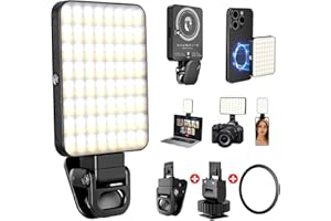 KINMAIZI 128LED Magnetisches Selfie Licht, 3000K-6500K 3 Lichtmodi Handylicht mit, 2000mAh Akku Videolicht mit Klammer Telefonhalter, CRI 95+ Fotolicht für iPhone, iPad, Camera,Laptop,TikTok, Vlog-Fotografie
