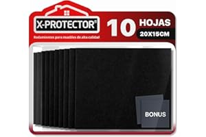Almohadillas de Fieltro X-PROTECTOR - 10 pz Fieltro Adhesivo Premium 20 x 15 cm Negro - Protectores de Suelo para Muebles - Tapones para Patas de Sillas