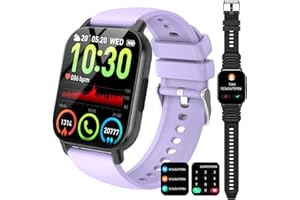 Csasan Montre connectée pour Homme et Femme, 4,7 cm, Moniteur d'activité, étanche IP68, Moniteur de fréquence Cardiaque, Moniteur de Sommeil, podomètre, Montre de Sport, pour Android iOS (Violet)