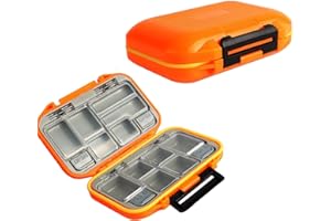 Goture Mini Fishing Tacle Box, Fishing Lure Box, Swivels Hooks Baits Fishing Box for Tackle, Carp Sea Fishing Tackle Box, Orange, 4.33 x 2.95 x 1.18 inches