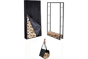 Lendo Online Scaffale per legna da ardere 100 x 25 x 196 cm + copertura protettiva impermeabile + borsa per il trasporto – Interno ed esterno – Scaffale per legna da ardere – Contenitore per legna –