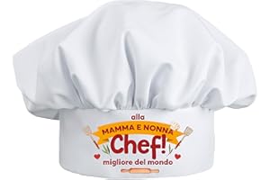 KEÏNELS Idea Regalo Festa della Mamma Originale - Cappello da Cuoco Mamma Nonna Chef Migliore del Mondo - Idee Regali per la Mamma Originali - Idee Regalo Gadget Utile per Cucina Festa della Mamma Divertenti