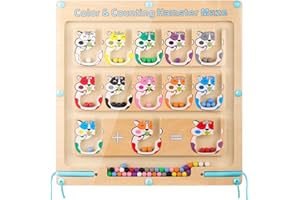 Biticolor Montessori gra magnetyczna, do nauki, do sortowania, zabawka z drewna, 3, 4, 5, 6, 7 lat, magnesy motoryczne dla dzieci, zabawka motoryczna na prezent dla dziewcząt i chłopców (chomik)