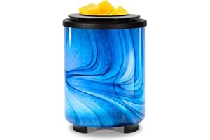 MAROMAMIX Wax Melt Warmer for Scented Wax, Electric Art-Glass Wax Melt Warmer with Removable Silicone Dish and Stable PTC Heating Element, 7 Colors Changing LED Night Light Wax Warmer for Home Office Décor Gift