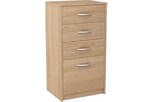 ‎MATKAM MATKAM Kommode mit Schubladen - Schrank mit 4 Drawers - geräumige Komode - solide Schubladenschrank H:85 B:45 T:35 cm - Kommode Schlafzimmer, Wohnzimmer und Flur Möbel - Sonoma Eiche