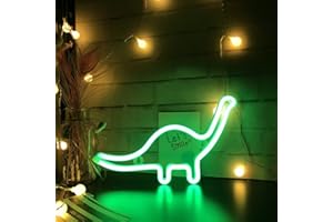 Nordstylee, Lampada LED al neon a forma di dinosauro, decorativa, da parete, per camera dei bambini e camera da letto, adatta come regalo di compleanno, matrimonio, feste (dinosauro, verde)