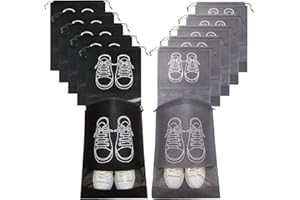 DAWNTREES 12-Pack Schuhtasche, Schuhaufbewahrung, Reisezubehör, Reiseschuhtasche Non-Woven mit Seil für Männer und Frauen Große Schuhe Tasche (45cmx36cm) XXL Schuh Organizer