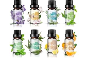‎OUKZON Ätherische Öle Set 100% Naturrein- 8x10ML Rein Duftöle Geschenkset, Aroma Öl für Diffuser Aromatherapie Duftlampe | Lavendel, Teebaum, Magnolie, Eukalyptus, Rosmarin, Süßes Orange, Zitrone,Pfefferminz