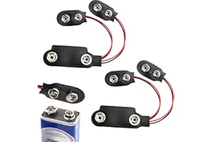 GRIPITI PP3 to PP9 Battery Adapter 2 Pcs, PP3 9V Battery to PP9 Snap Connector Plastic Leather Battery Snap T-Type Cable Connector for Vintage Transistor Radios Etc