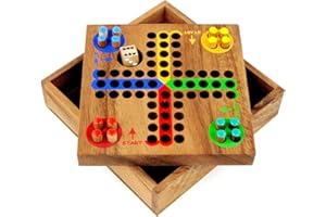 LOGICA GIOCHI Logica Juegos Art. Ludo - Parchís - Juego de Bolsillo - Juego de Mesa de Madera Preciosa - Juegos De Viaje