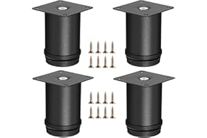 SUMTree 8CM 4 Stück Möbelfüße aus Edelstahl Schrankfüße Beine für Stühle Tisch Schrank und Sofa Möbelbeine Einfachen Montage Runde Verstellbar(Schwarz)