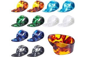 FRIENDA Púas de Pulgar Púas de Dedo, Medio, Púas de Pulgar Planas, Púas de Guitarrar Celluloid (12 Piezas, Púas de Pulgar)