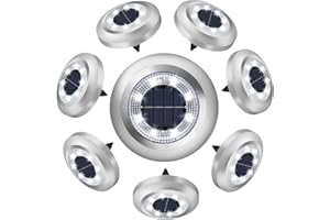 ZFITEI 8 Pack Solar Ground Lights Outdoor,8 LED Solar Garden Lights with 600mAh Battery & 8H Runtime for Lawn,Pathway（Bright White ）