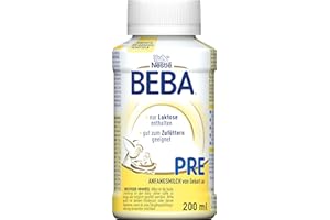 ‎BEBA Nestlé BEBA PRE, Säuglingsmilchnahrung von Geburt an, trinkfertige Babymilch im Fläschchen, leicht verträgliche Babynahrung, 1er Pack (1 x 200 ml)