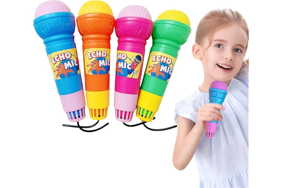 4Pcs Echo Microphone for Kids, RARITYLL Battery-Free Singing Toy with Voice Amplifier, Karaoke Microphone Toy for Children Ages 3+, Party Supplies for Boys Girls Toddlers