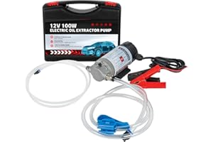 YaoFaFa 12V 100W Pompa di aspirazione dell'olio, pompa del carburante, cambio olio motore, pompa di travaso diesel, a basso rumore, dotata di contenitore in plastica