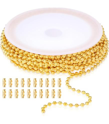 Chaîne à Billes En Laiton 1,5mm – 9 Mètres Avec Connecteurs Pour Bijoux DIY