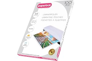 Paperlock - Packung mit 100 Laminierfolien A4, 80 mic, glänzend, transparent, Verpackung kann variieren
