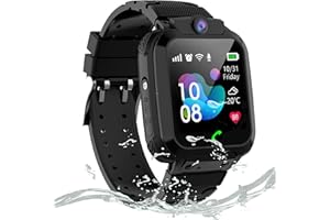 ELEJAFE GPS Montre Connectée Enfant, Montre Intelligente Enfant avec Conversation Bidirectionnelle IP68 Résistant Appel SOS Voice Chat Tactile Jeu Caméra, Cadeaux pour Garçons et Filles 4-12 Ans