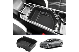LUWU Compatible with Kia EV6 GT Line 2021-2024 2025 Centre Console Storage Box UK Car Armrest Organiser Tray Glove Box with Non-Slip Mat Kia EV6 Interior Accessories (Black)