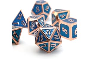 HNCCESG - Set di dadi in metallo poliedrici Dungeons and Dragons, set di dadi poliedrici per giochi di ruolo MTG RPG da tavolo Shadowrun Pathfinder giochi da tavolo D20 D12 D10 D8 D6 D4 (blu rame)