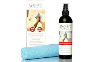 Glart 45KR Kit Nettoyant façades cuisine & meubles – Spray 250 ml sans alcool + chiffon microfibre gaufré 40×40 cm – Pour surfaces brillantes, laquées, plastique, verre – Sans traces & sans rayures