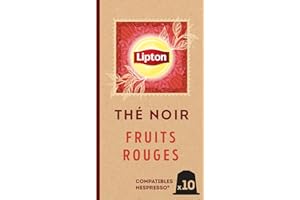 Lipton, Thé Noir, Goût Fruits Rouges, Capsules Compatibles Nespresso, Vitalité, Ingrédients d'Origine 100% Naturelle, 10 Capsules