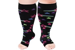 Ancrina Kompressionsstrümpfe für Damen, breite Wade, offener Zehenbereich,Kniehohe Kompressionsstrümpfe, zehenlose Stützsocken