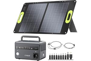 CTECHi 300W Tragbare Powerstation mit 60W Faltbares Solarpanel, 299Wh Solar Generator mit 230V/300W AC Ausgang, Mobile Stromversorgung Generatoren mit LiFePO4-Batterie für Outdoor, Camping, Notfall