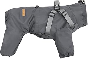BT Bear Hundemantel mit Geschirr, wasserdichter Hunde-Regenmantel, reflektierender Overall, Grau, XL, Polyester-Mischung