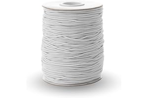 Realm Elastic Cord/Round Hat Elastic Black & White (1mm, 2mm & 3mm) Craft, Jewellery Stringing, Masks, Party Hats (White, 1.5mm - 5 Metres)