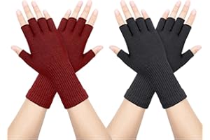 KIIWAH Unisex Guantes sin Dedos, Guantes Cálidos sin Dedos De Invierno, Guantes de Punto de Invierno para Exteriores, Muñeca Larga Guantes de Mitad sin Dedos para Mujer y Hombre