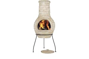 La Hacienda Star Flower Clay Chimenea – handgefertigt – traditionelle Terrassenheizung – Kamin – Holzbefeuerung
