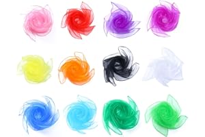 Yolistar 12 Pezzi Foulard Colorati per Bambini, Fazzoletti da Ginnastica, attività per Feste, Giochi da Circo per Neonati, Sciarpe in Chiffon per Danza, Giocoleria, Sensoriali, da Ballo, 60 X 60 Cm