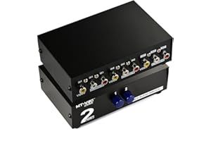 LEAGY Commutatore RCA a 2 vie AV 2 in 1 Out Composito Video L/R Audio Selettore Box per DVD STB Console di gioco - Nero