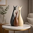 Xtore® Home Decor Lucky Deer Family Matte Finish Ceramic Figures - (Set of 3, Matte Brown)