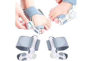 Hnonoxy 2 Stück Hallux Valgus Korrektur, 90° Verstellbarer Orthopädischer Knopf für Links Rechts Fuß, Universalgröße Bunion-Entlastung für Tag & nach Zehen Unisex, Reduziert Hallux Valgus Belastung