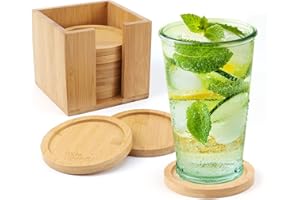 Dreamhigh® Sottobicchieri Legno 10 Pezzi, Sottobicchieri Assorbenti, con Portaoggetti e Mobili Protettivi, Sottobicchiere per Birra, Bevande, Tazze, Bicchieri, Tazza da Caffè - 10x10 cm