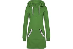 TrendiMax Damen Hoodie Kleid Herbst Langarm Sweatshirts Kapuzenpullover Streetwear Jumper Pullover Mini Kleider
