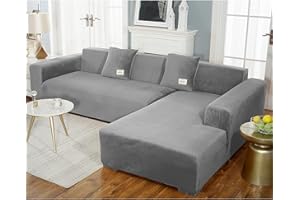 VEAI Velours Housse de Canapé d'angle Extensible 3 4 2 Places avec Accoudoirs Couverture de Canapé, Le Revêtement de Canapé d'angle en Forme de L Doit en Acheter Deux (Color : J, Size : 235-300cm)
