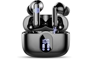 BTOOTOS Wireless Earbuds, Bluetooth 5.4 Headphones In Ear with 4 ENC Mic, New Wireless Earphones Noise Cancelling Deep Bass, LED Display, Bluetooth Earbuds 36H Playtime, IP7 Waterproof Ear buds, USB-C, Black