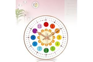 LEIKURVO Kinder Wanduhr ohne Tickgeräusche: 20cm wanduhr Lernuhr Kinder Wanduhr Wanduhr Kinderzimmeruhr für Mädchen und Jungen für Kinderzimmer, Küche, Wohnzimmer, Schlafzimmer, Büro