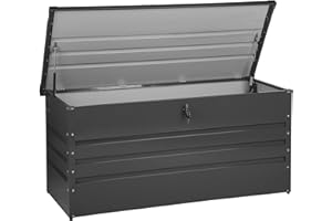 Beliani Caja de almacenamiento para exterior de acero galvanizado gris grafito 400L Cebrosa
