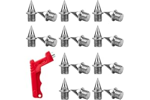 FUZVOL Lot de 20 crampons de piste en acier robuste de 6,35 mm avec clé à crampons, kit de pointes pyramidales pour sprint, sport, saut, course à pied, jogging, randonnée