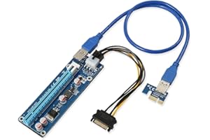 AAA PRODUCTS High Grade - PCI-E Express 1x to 16x Extender Riser Card + SATA 6Pin Power Cable + 60cm USB 3.0 Extension Cable
