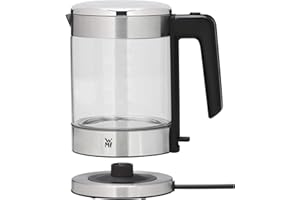 ‎WMF WMF Küchenminis Wasserkocher Glas 1 Liter, kabelloser Wasserkocher klein, Wasserstandanzeige, Kalk-Wasserfilter, Kochstoppautomatik, 1900 Watt,