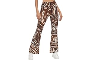 EVELUST 70s Flare Pants for Women - Rave Festival Wide Leg Leggings High Waist Bell Bottom Disco Costume Yoga Trousers